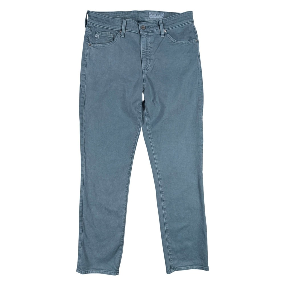 AG Adriano Goldschmied Womens 32 Mari High Rise Slim Straight Jeans Teal Blue